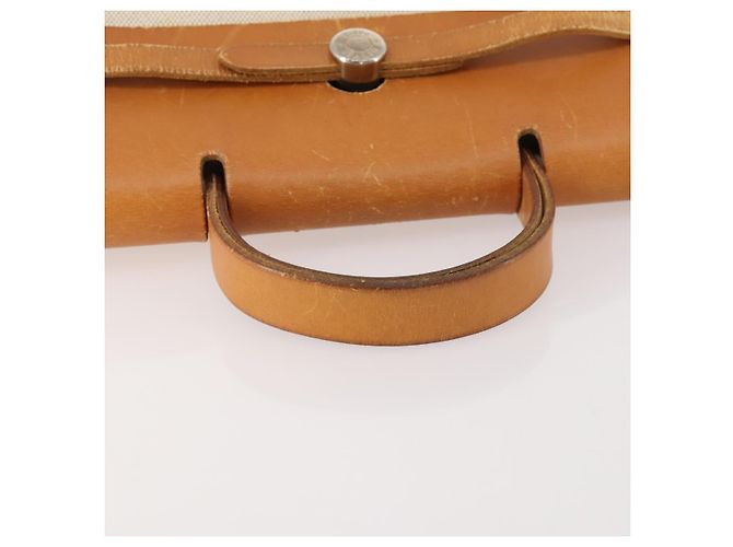 Hermès HERMES Herbag Ad PM Rucksack Canvas Leder 2in1 Beige Silber Auth 172481 - Ansicht 7