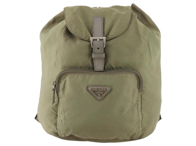 PRADA Backpack Nylon Beige Silver Auth YKZ795 Silvery - view 13