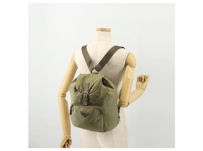 PRADA Backpack Nylon Beige Silver Auth YKZ795 Silvery - view 29