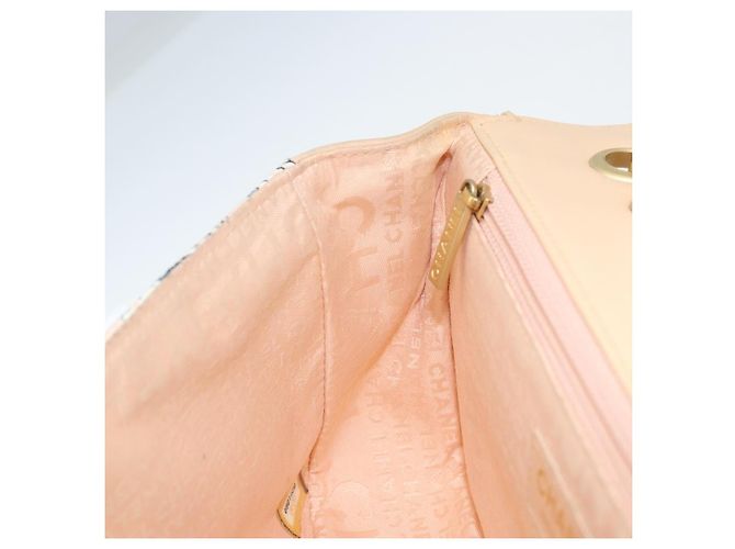 CHANEL Borsa a Spalla Choco Bar con Catena Satin Rosa Oro CC Auth ARZ748SAV D'oro - vista 19