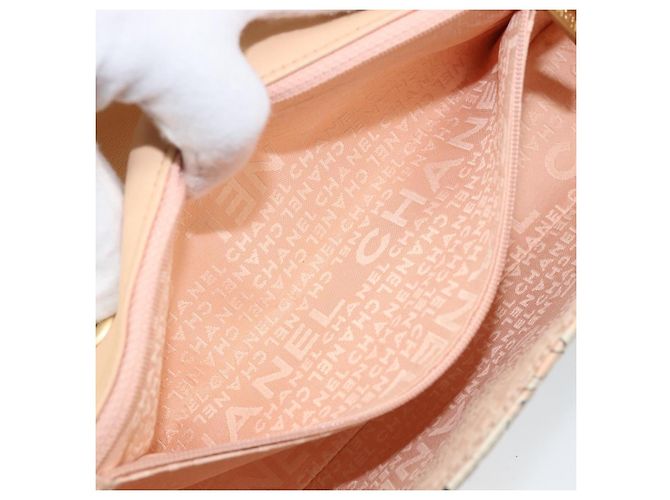 CHANEL Borsa a Spalla Choco Bar con Catena Satin Rosa Oro CC Auth ARZ748SAV D'oro - vista 21