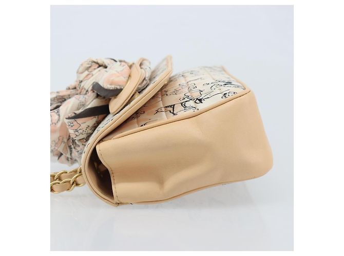 CHANEL Borsa a Spalla Choco Bar con Catena Satin Rosa Oro CC Auth ARZ748SAV D'oro - vista 5