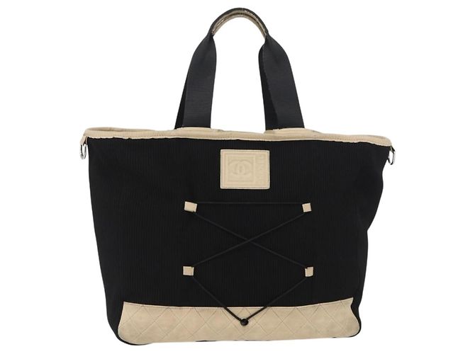CHANEL Borsa Sportiva in Tela Nera Argento CC Auth mr2244 Nero - vista 2