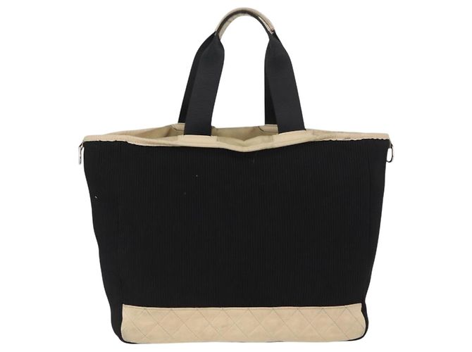 CHANEL Borsa Sportiva in Tela Nera Argento CC Auth mr2244 Nero - vista 3