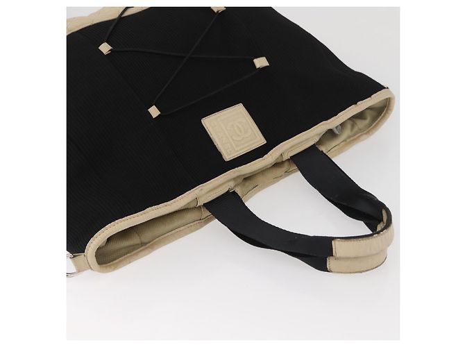 CHANEL Borsa Sportiva in Tela Nera Argento CC Auth mr2244 Nero - vista 6