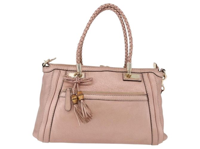 Borsa Tote in pelle GUCCI 2 in 1 Rosa Oro 282300 Auth ka3524 D'oro - vista 2