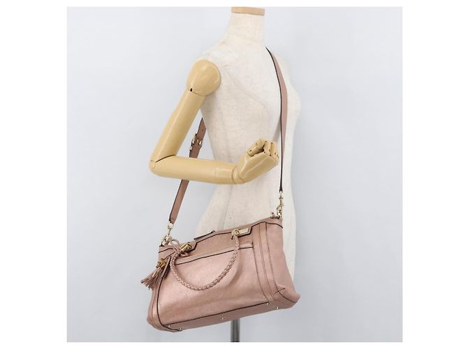 Borsa Tote in pelle GUCCI 2 in 1 Rosa Oro 282300 Auth ka3524 D'oro - vista 25