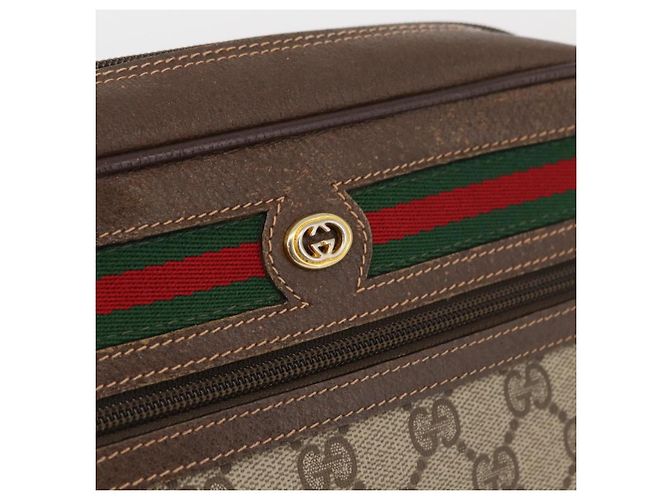 Borsa a Spalla Gucci GG Supreme Web Sherry Line PVC Beige 56 02 087 Auth BAZ559 D'oro - vista 14