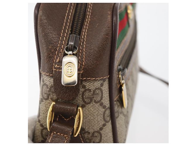 Borsa a Spalla Gucci GG Supreme Web Sherry Line PVC Beige 56 02 087 Auth BAZ559 D'oro - vista 15