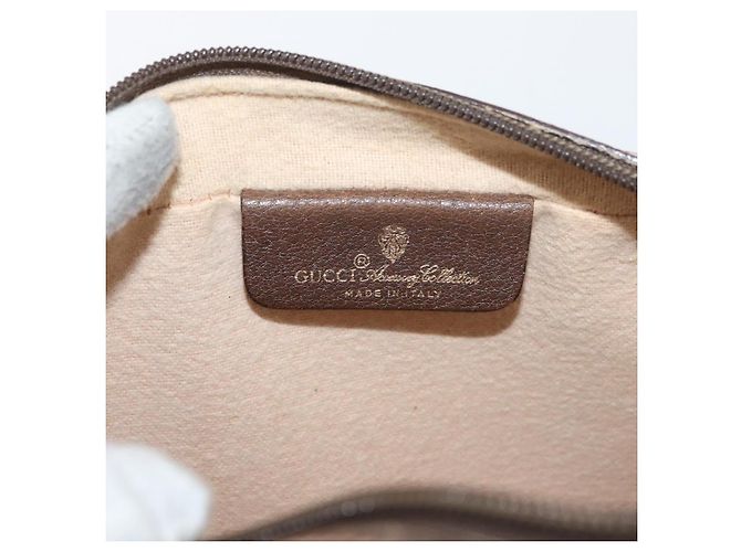 Borsa a Spalla Gucci GG Supreme Web Sherry Line PVC Beige 56 02 087 Auth BAZ559 D'oro - vista 16