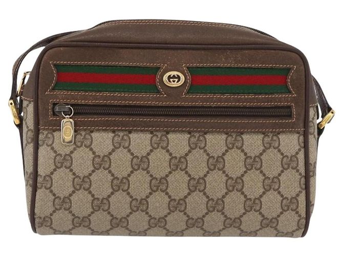 Borsa a Spalla Gucci GG Supreme Web Sherry Line PVC Beige 56 02 087 Auth BAZ559 D'oro - vista 2