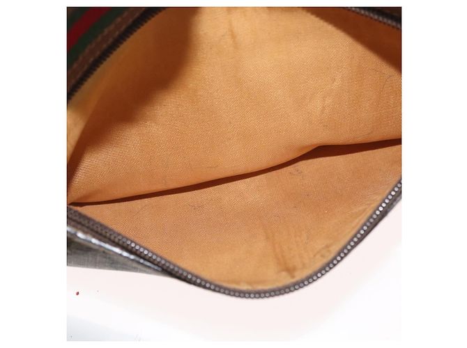 Borsa a Spalla Gucci GG Supreme Web Sherry Line PVC Beige 56 02 087 Auth BAZ559 D'oro - vista 20