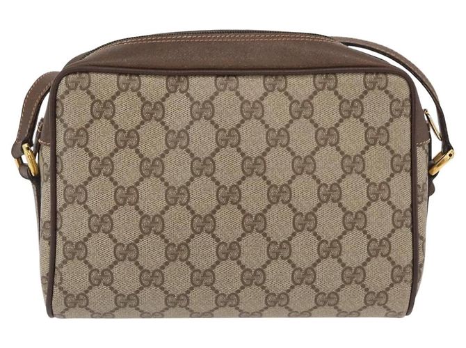 Borsa a Spalla Gucci GG Supreme Web Sherry Line PVC Beige 56 02 087 Auth BAZ559 D'oro - vista 3
