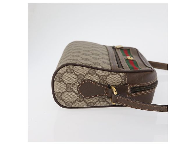 Borsa a Spalla Gucci GG Supreme Web Sherry Line PVC Beige 56 02 087 Auth BAZ559 D'oro - vista 4