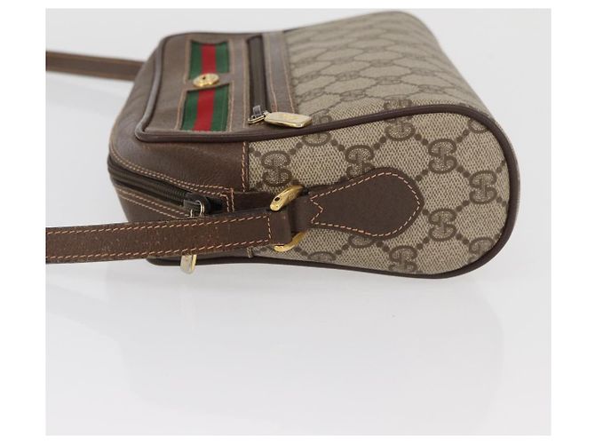 Borsa a Spalla Gucci GG Supreme Web Sherry Line PVC Beige 56 02 087 Auth BAZ559 D'oro - vista 5