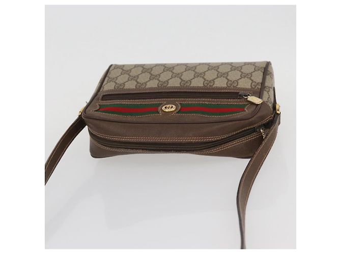 Borsa a Spalla Gucci GG Supreme Web Sherry Line PVC Beige 56 02 087 Auth BAZ559 D'oro - vista 6