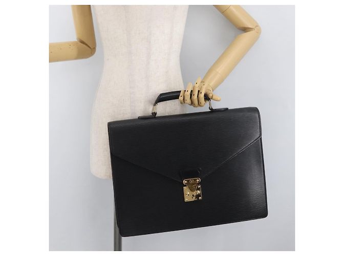 LOUIS VUITTON Epi Serviette Conseiller Borsa Business Nera M54422 LV Auth BA11563 Nero - vista 26