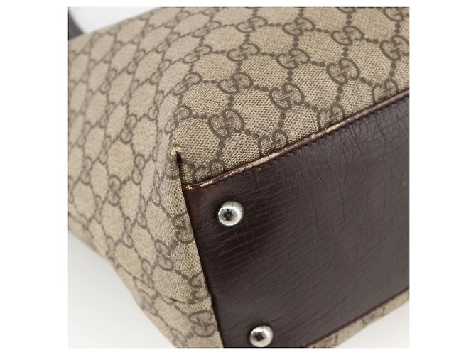 Borsa a mano GG Supreme in PVC beige e argento di GUCCI 131220 Auth ka3507 - vista 11