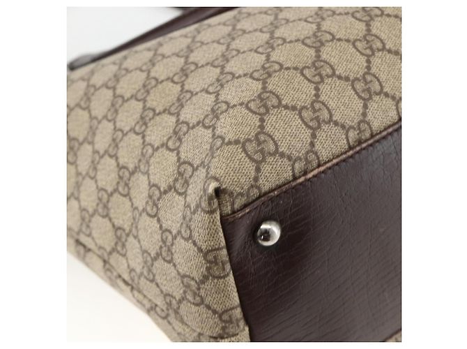 Borsa a mano GG Supreme in PVC beige e argento di GUCCI 131220 Auth ka3507 - vista 13
