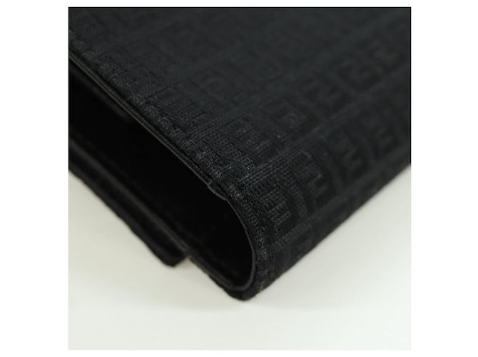 Fendi Cartera Trifold de Lona Zucchino Negra Auth am11191V Negro - vista 15