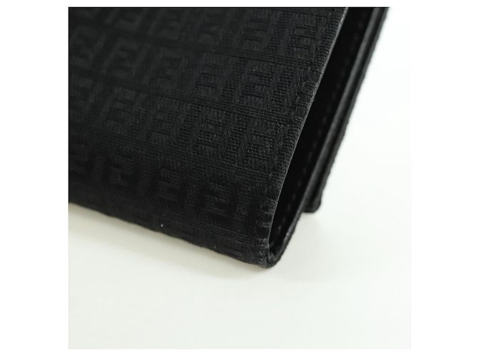 Fendi Cartera Trifold de Lona Zucchino Negra Auth am11191V Negro - vista 16