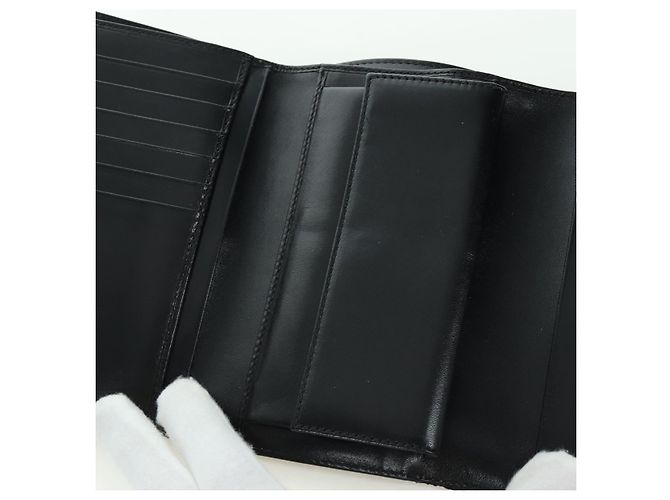 Fendi Cartera Trifold de Lona Zucchino Negra Auth am11191V Negro - vista 19