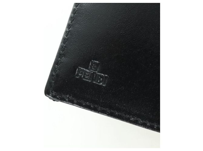 Fendi Cartera Trifold de Lona Zucchino Negra Auth am11191V Negro - vista 21