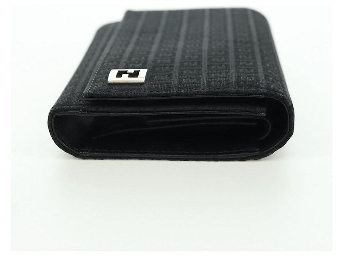 Fendi Cartera Trifold de Lona Zucchino Negra Auth am11191V Negro - vista 4