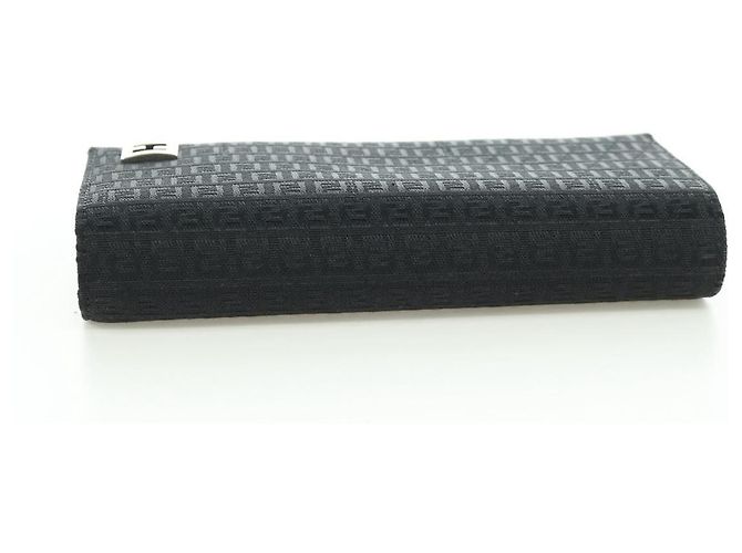 Fendi Cartera Trifold de Lona Zucchino Negra Auth am11191V Negro - vista 5