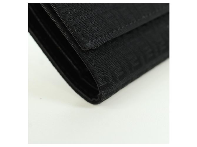 Fendi Cartera Trifold de Lona Zucchino Negra Auth am11191V Negro - vista 7