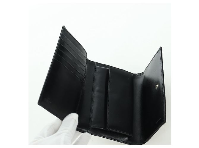 Fendi Cartera Trifold de Lona Zucchino Negra Auth am11191V Negro - vista 8