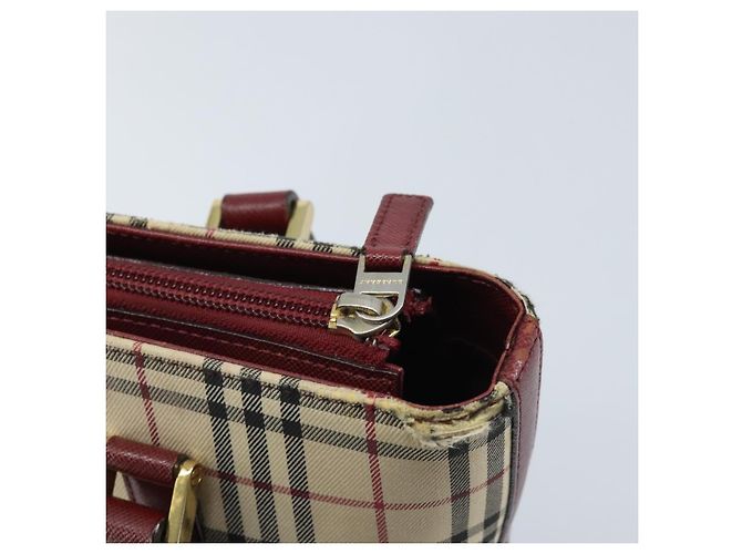 Bolsa de mão em canvas bege com estampa Nova Check da BURBERRY, dourada, Auth BA11740 Dourado - vista 10