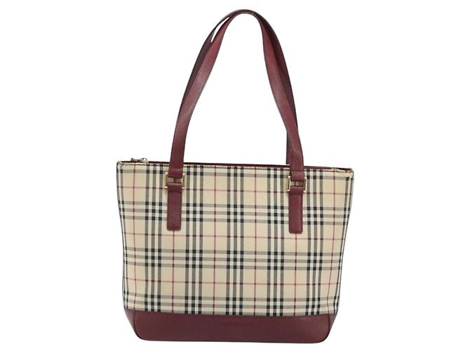 Bolsa de mão em canvas bege com estampa Nova Check da BURBERRY, dourada, Auth BA11740 Dourado - vista 13