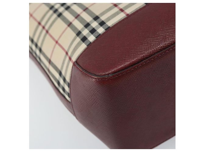 Bolsa de mão em canvas bege com estampa Nova Check da BURBERRY, dourada, Auth BA11740 Dourado - vista 15