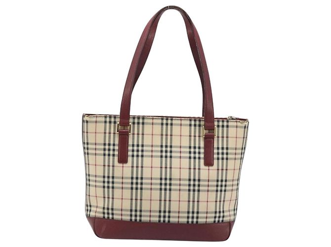 Bolsa de mão em canvas bege com estampa Nova Check da BURBERRY, dourada, Auth BA11740 Dourado - vista 2
