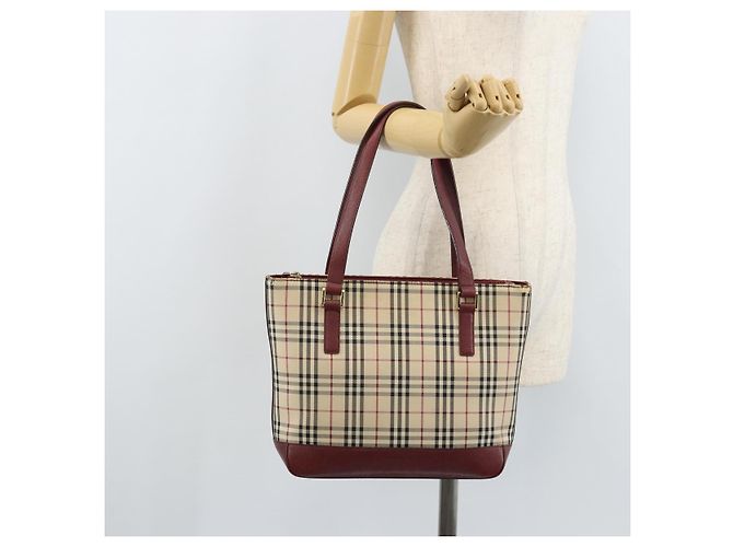 Bolsa de mão em canvas bege com estampa Nova Check da BURBERRY, dourada, Auth BA11740 Dourado - vista 21
