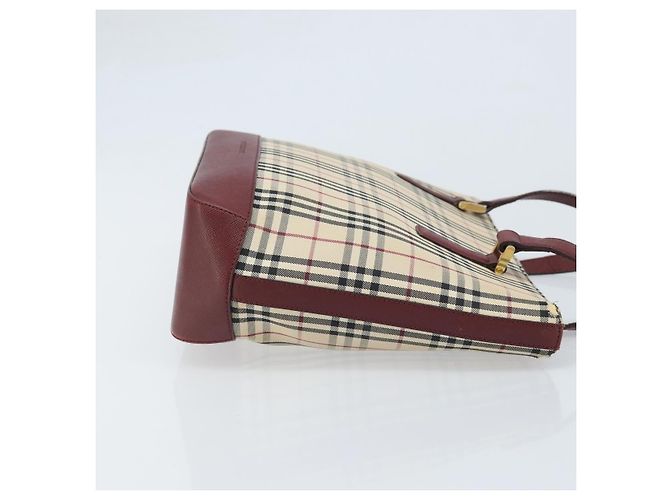 Bolsa de mão em canvas bege com estampa Nova Check da BURBERRY, dourada, Auth BA11740 Dourado - vista 3