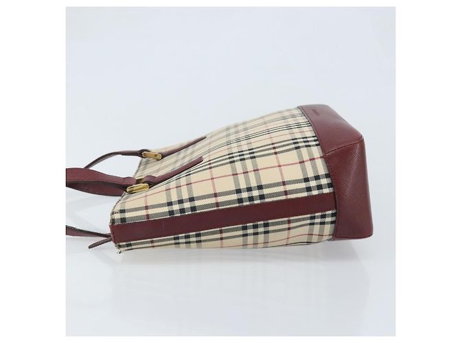 Bolsa de mão em canvas bege com estampa Nova Check da BURBERRY, dourada, Auth BA11740 Dourado - vista 4