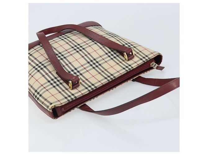 Bolsa de mão em canvas bege com estampa Nova Check da BURBERRY, dourada, Auth BA11740 Dourado - vista 6