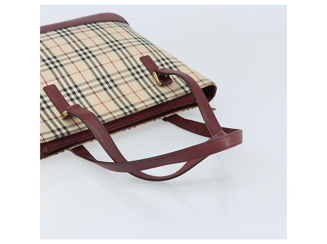 Bolsa de mão em canvas bege com estampa Nova Check da BURBERRY, dourada, Auth BA11740 Dourado - vista 7