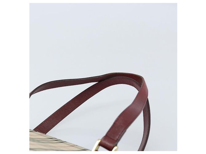 Bolsa de mão em canvas bege com estampa Nova Check da BURBERRY, dourada, Auth BA11740 Dourado - vista 8