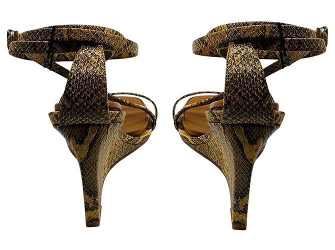 Sandalias de cuña con envoltura en el tobillo de estampado de serpiente multicolor Tan de Tamara Mellon Camello - vista 5