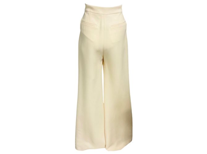 Calças largas em crepe creme Adam Lippes - vista 3