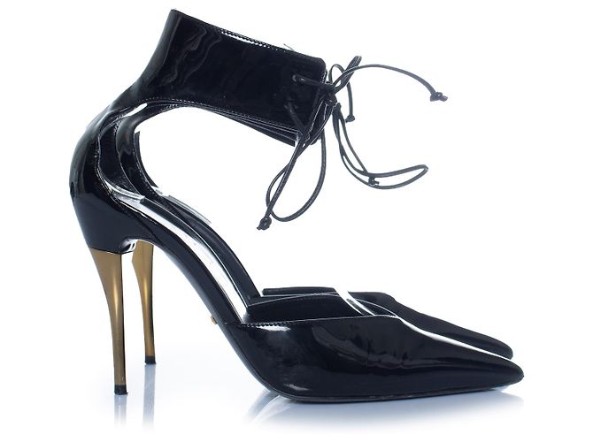 Gucci, 90 mm Miranda Lackleder-Pumps Schwarz Golden - Ansicht 3