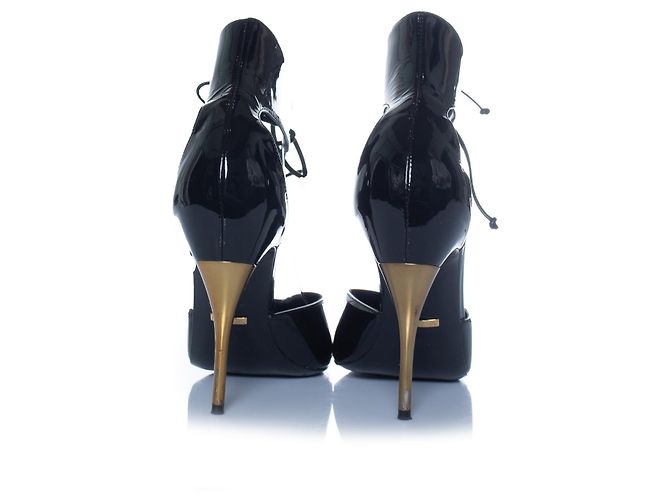 Gucci, 90 mm Miranda Lackleder-Pumps Schwarz Golden - Ansicht 4