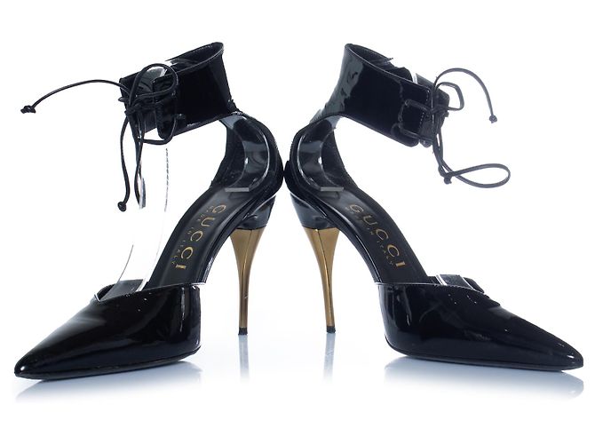 Gucci, 90 mm Miranda Lackleder-Pumps Schwarz Golden - Ansicht 5