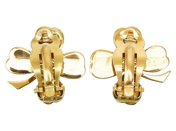 Pendientes de clip con motivo de trébol chapados en oro Chanel Dorado - vista 3