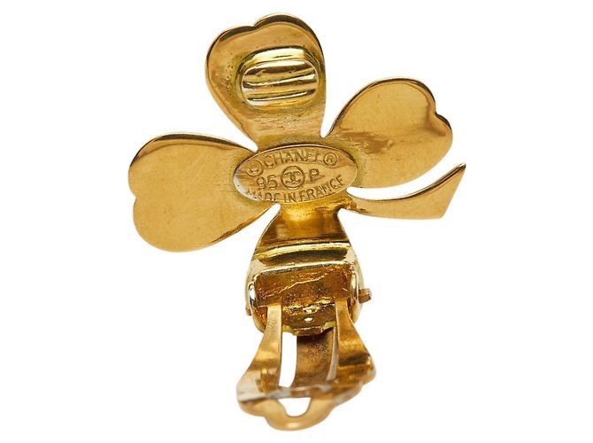 Pendientes de clip con motivo de trébol chapados en oro Chanel Dorado - vista 4