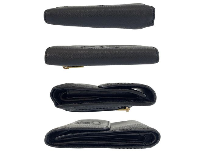 Schwarze Leder-Dreifach-Geldbörse Chanel Coco Mark - Ansicht 10