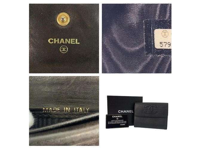 Schwarze Leder-Dreifach-Geldbörse Chanel Coco Mark - Ansicht 3